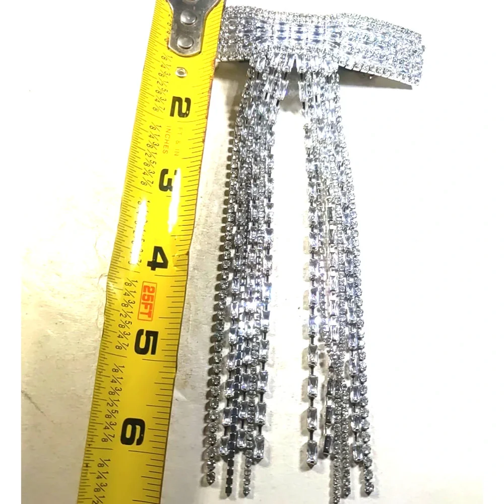 Fancy Hair Barrette Tension Clip Silver Tone Rhinestone Party Prom Cos Play